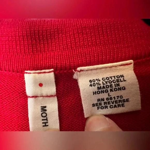 Anthropologie Moth Red Button-down Sweater with Tie waist Size L - Picture 3 of 5